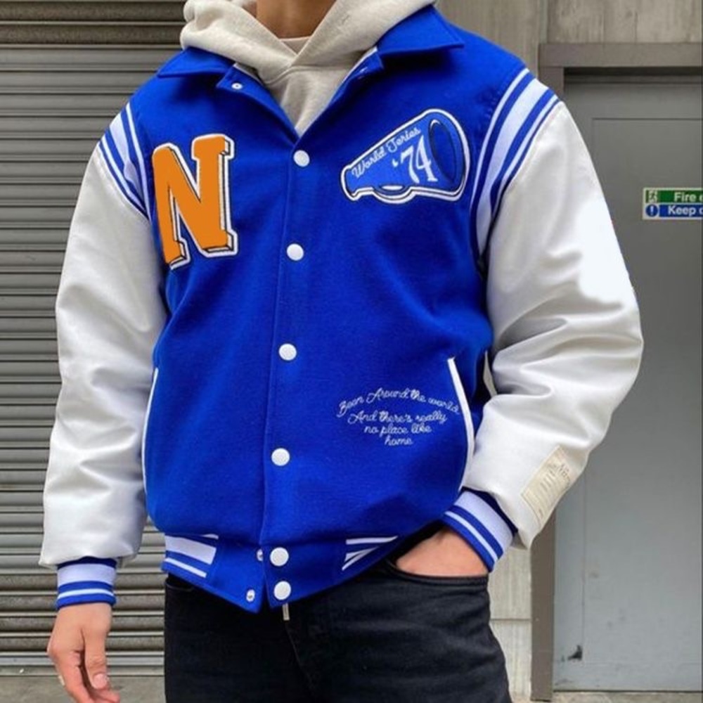 blue neutrals varsity jacket